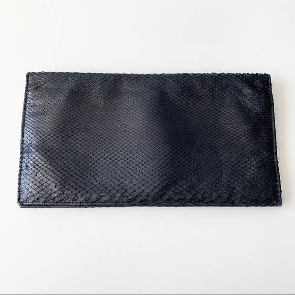 Vintage Snakeskin black leather clutch - Picture 2 of 14